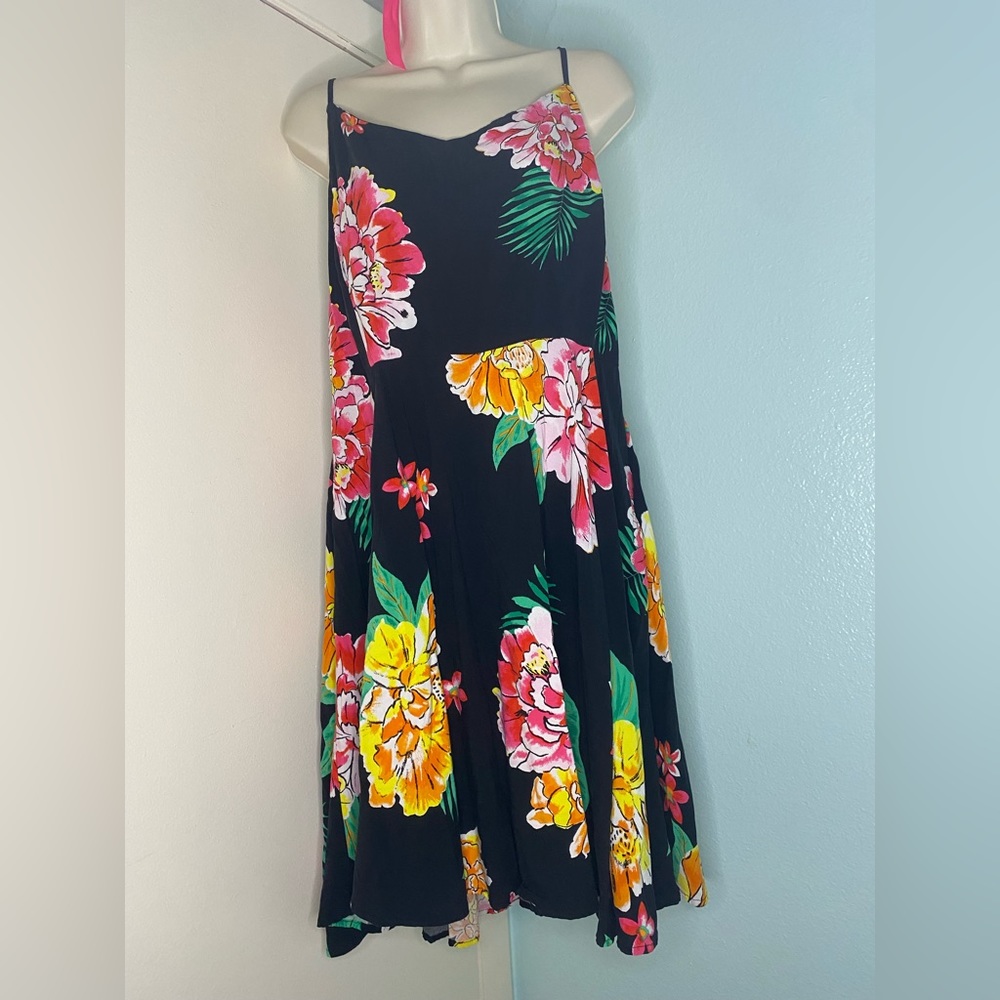 Old navy black tropical midi dress